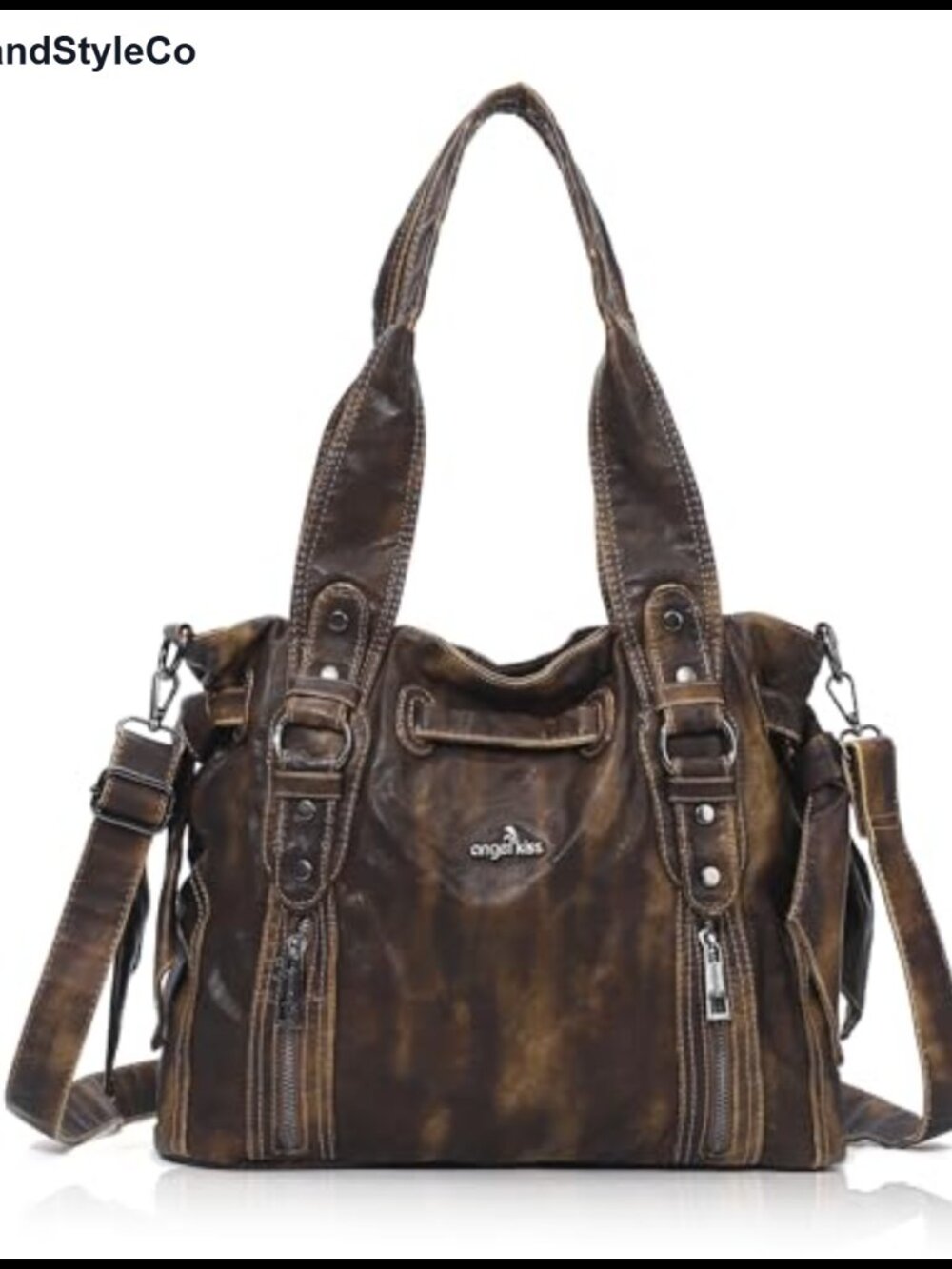 Vegan Leather Hobo Shoulder Bag Crossbody Multi-Pocket Handbag